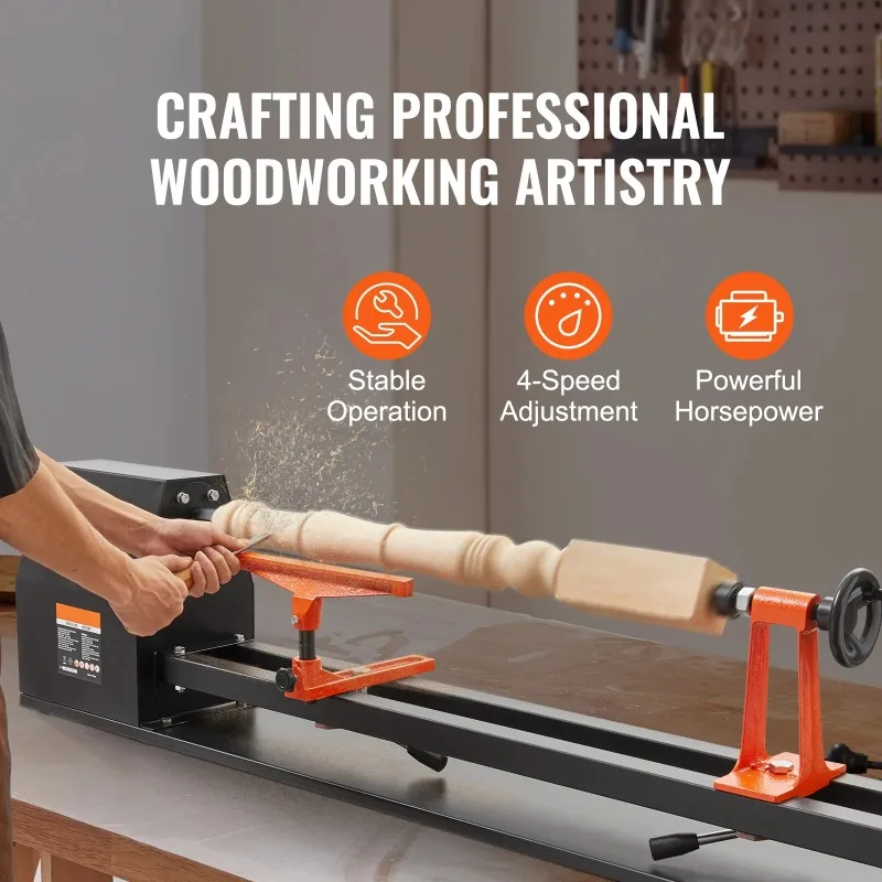 SucceBuy Benchtop Wood Lathe 10in X 18in / 14in X 40in US-120V Power Wood Turning Lathe Machine Variable Speeds for Woodworking