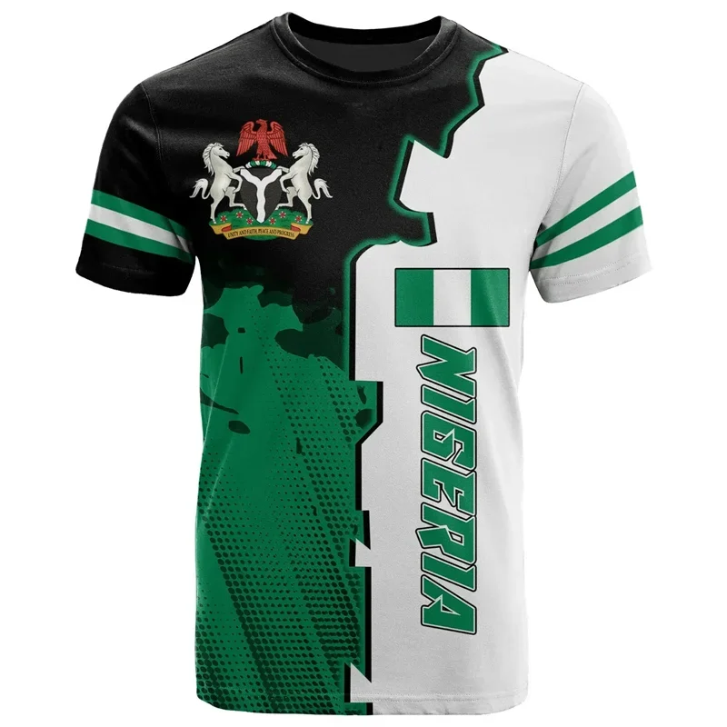 Nigeria Coat Of Arms T-shirt For Men Summer 3D Printed T Shirt Casual Tops Street Sports Short
