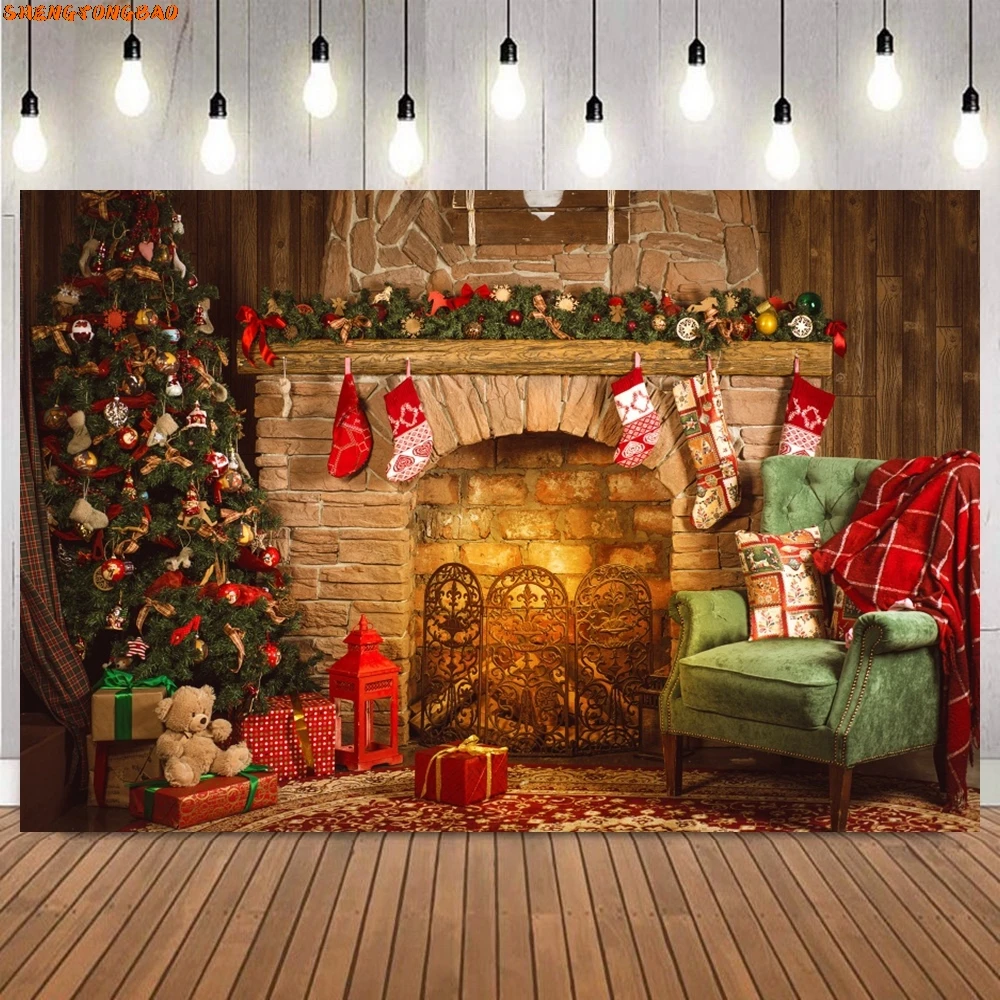 การถ่ายภาพคริสต์มาสฉากหลังฤดูหนาวหิมะXmas Treeหน้าต่างครอบครัวHoliday Party Decorการถ่ายภาพพื้นหลังPhotobooth Props