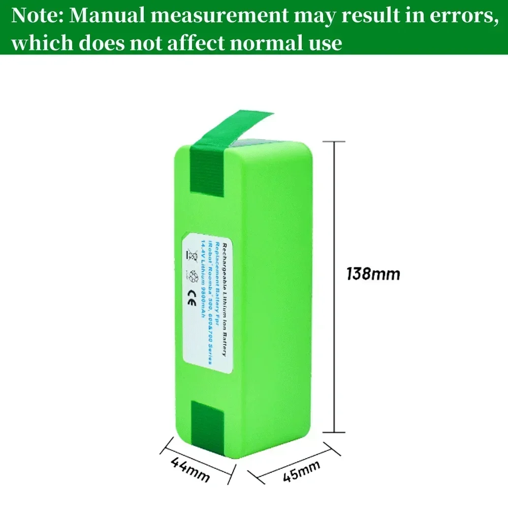 100%New 14.4V 4.8Ah/6.8Ah/9.8Ah/ Lithium Rechargeable Battery For iRobot Roomba 500 600 700 800 Series 560 620 650 700 770 780