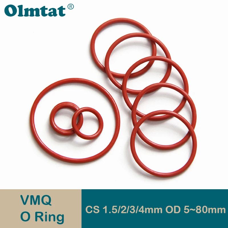 

10pcs VMQ O Ring Silicone O-Ring CS 1.5/2/3/4mm Red Food Grade Rings OD 5-80mm Washer Gaskets Waterproof And Insulated Gasket