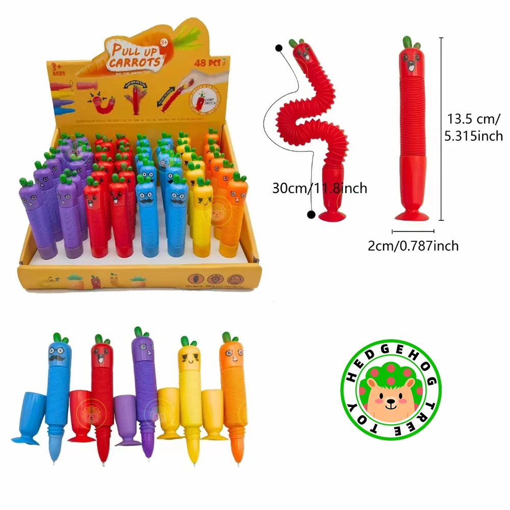 Suction Cups Pop Tube Carrot Pen Radish Sensory Push It Bubble Decompression Pipe Anti-stress Fidget Autism Anxiety Bellows Toy