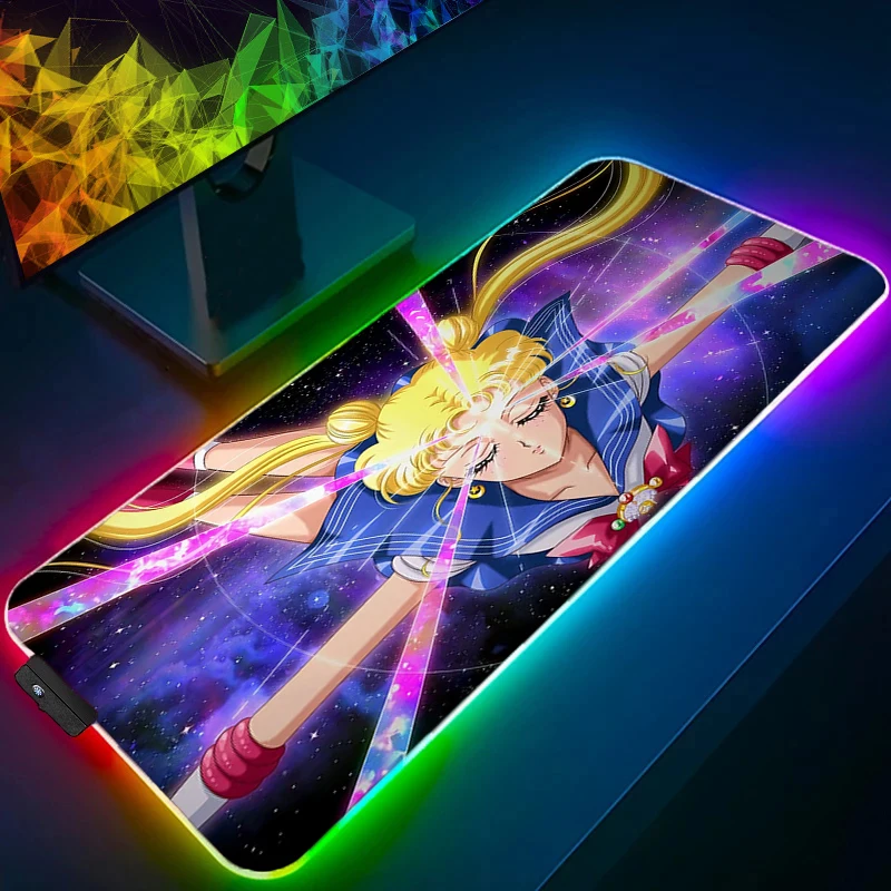 

Mouse Pad RGB Backlit Mat Gamers HD Mouse Mat PC Accessories LED S-sailor M-moon Mouse Pads Gaming Play Mats Gamer Keyboard Pad