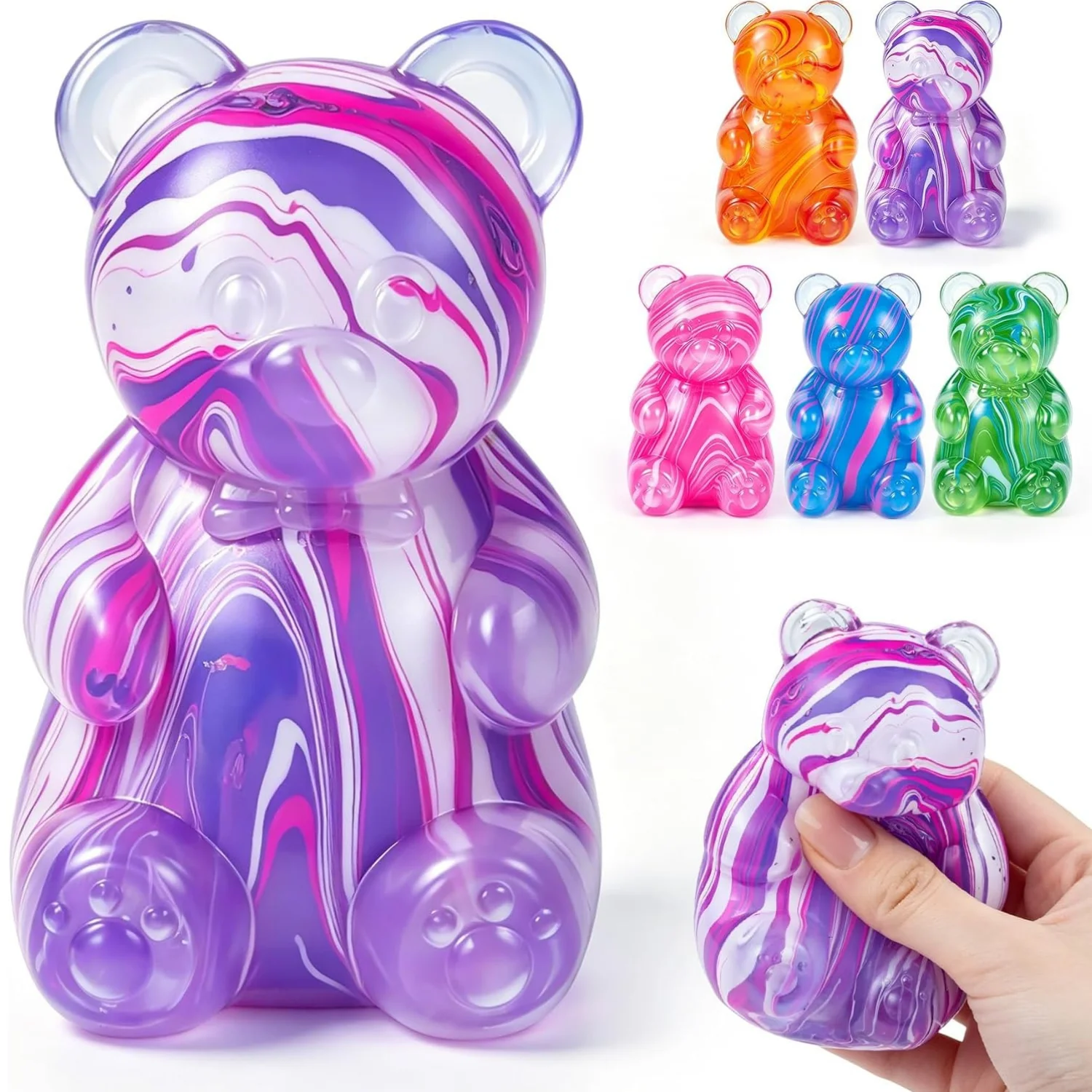 Gummy Bear Squishyies Maltose Filled Squeeze Toys Slow Rising Squishy Stress Balls Adults Kids Party Favors,Classroom Prizes