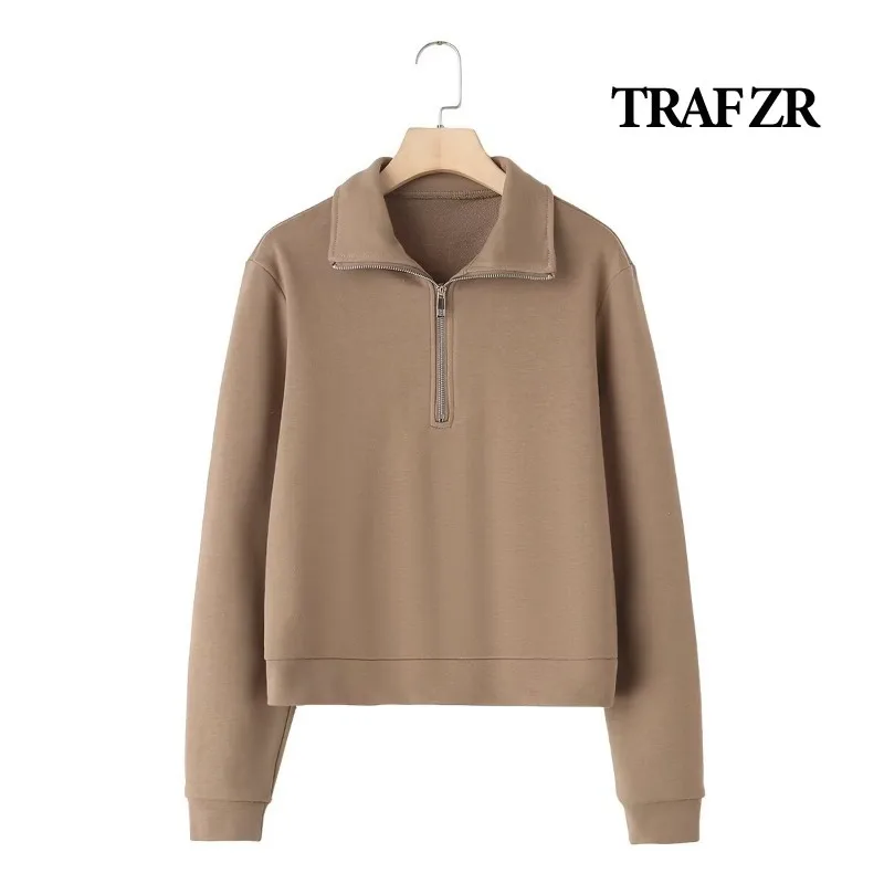 TRAF ZR New in Hoodies and Blouses Y2k Pullovers Kpop Streetwear Harajuku Jerseys Polo Women\'s Jersey Sweatshirts Hooded Zip-up