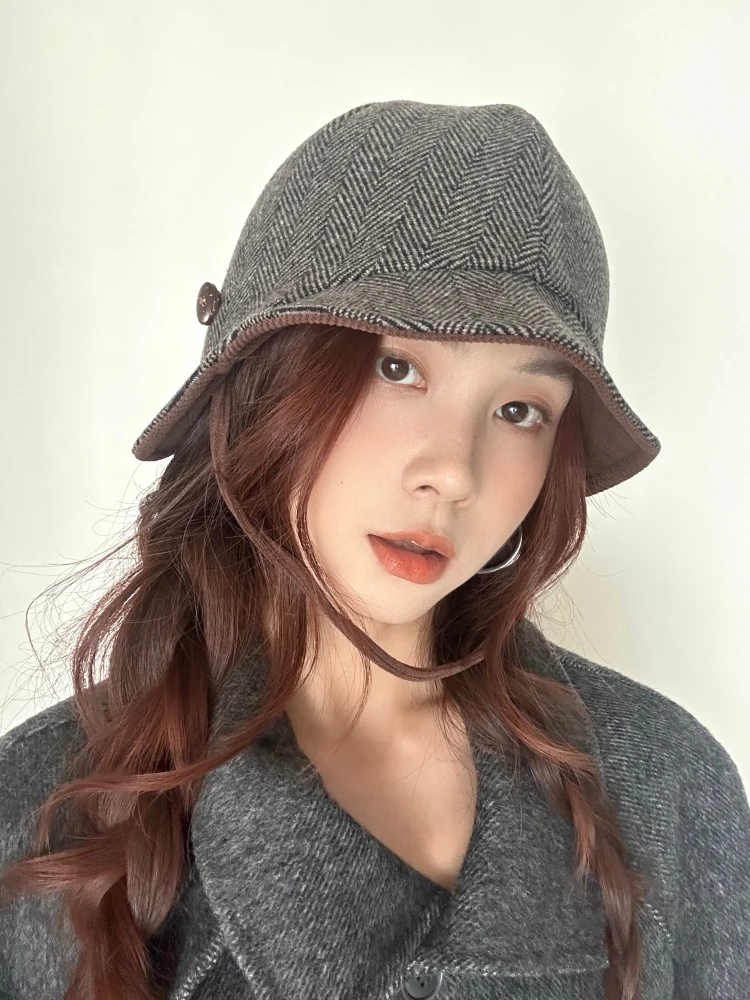 Double-Sided Velvet Wool Cap Women's Autumn Winter Ear Protection Flight Hat Warm Face Slimming Cold Resistance Cap