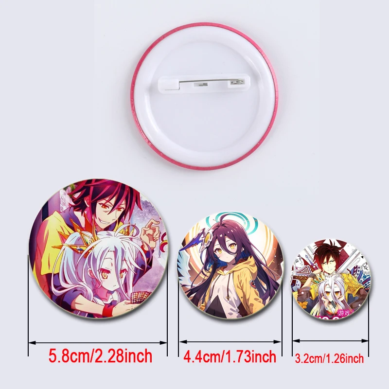 Anime No Game No Life Pins Sora Shiro Izuna Hatsuse Cartoon Badges Cosplay Brooches for Backpack Clothes Chest Ornament Gifts