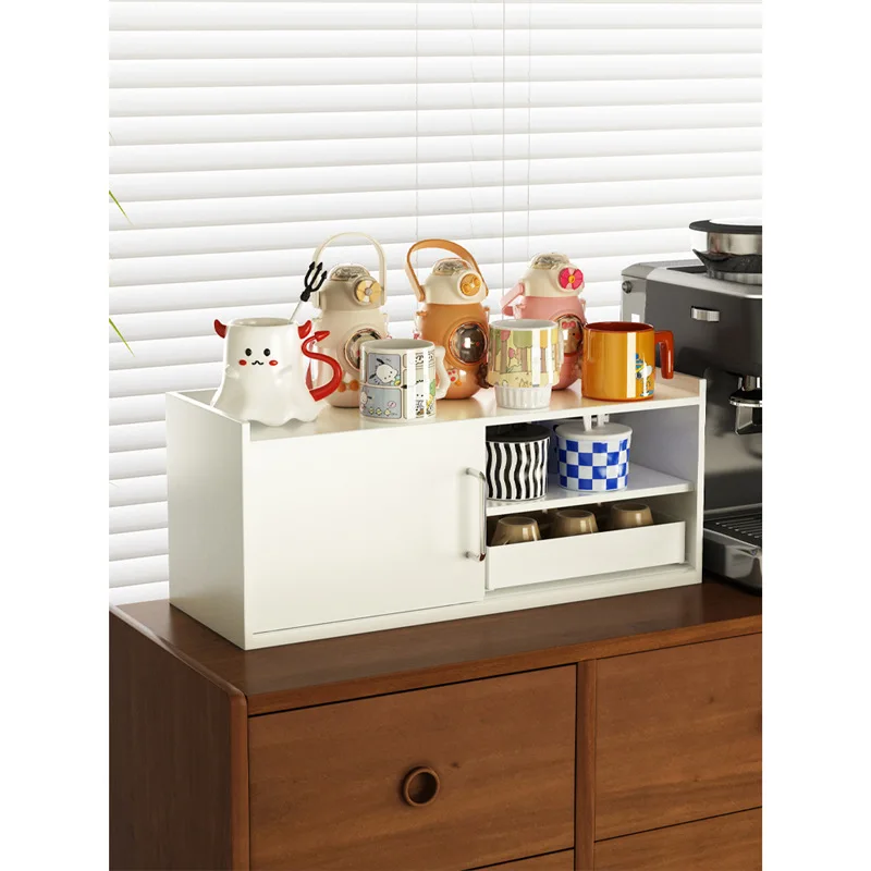

Dust-proof Desktop Side Cabinet Water Cup Storage Cabinet Coffee Countertop Shelf Coffee Machine Capsule Water Bar Shelf