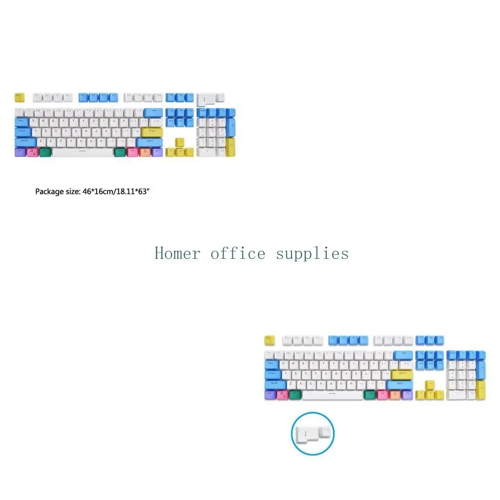 

K43B 104 клавиши с подсветкой, колпачки для клавиш PBT, двойные полупрозрачные колпачки для клавиш, цвет мела, для механической