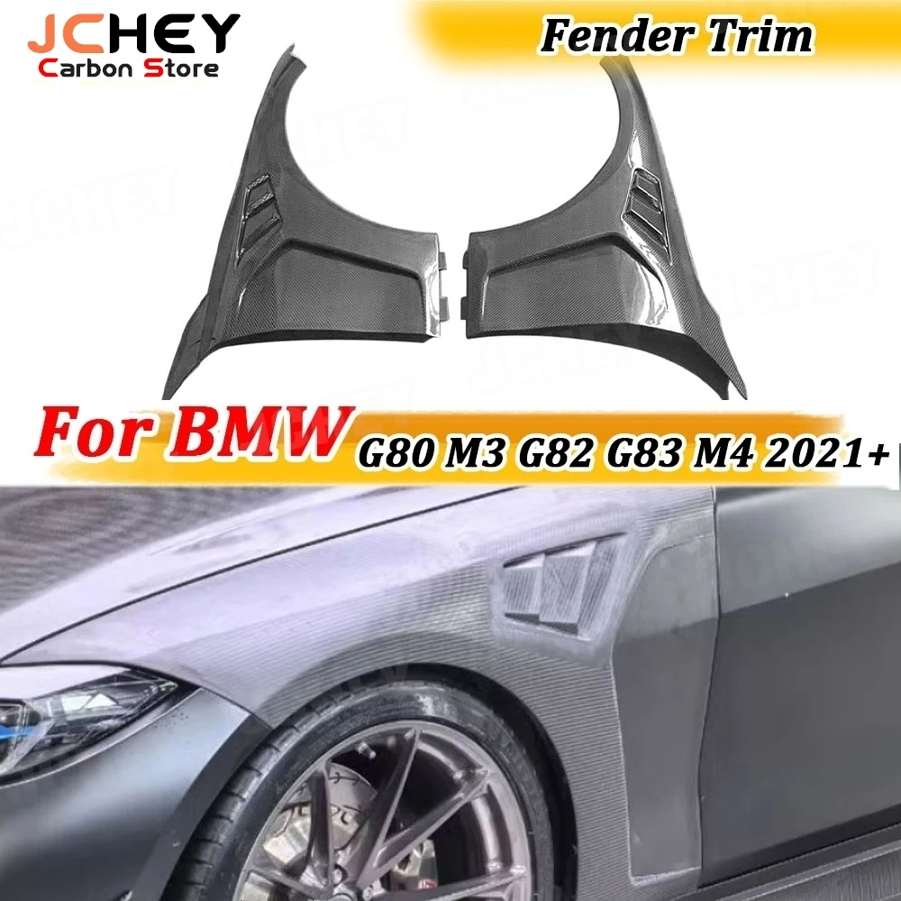 

JCHEY Carbon Fiber Car Front Bumper Side Fender Fin Splitters Spoiler for BMW G80 M3 G82 G83 M4 21+FRP BodyKits