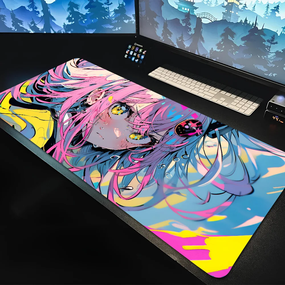 Large Gaming Mouse Pad Anime Girl Mousepad Mouse Mat Desk Mat With Pad Gaming Accessories Prime Gaming XXL Keyboard Pad Padding