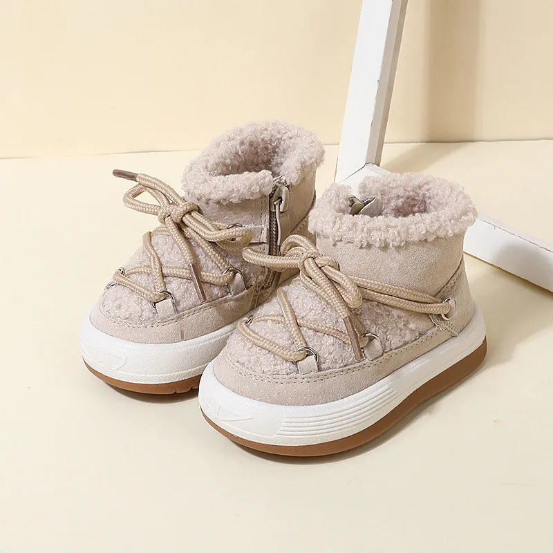 Baby Winter Warm Snow Boots Boys Thicken Wool Inside Cotton Shoes Girls Cute Fashion Short Boots Toddler Winter Shoes