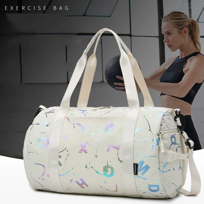 

Printing Gym Fitness Bag Sports Women'S Oxford Travel Tote Yoga Duffle Waterproof Shoulder Handbag Swimming Outdoors Bag