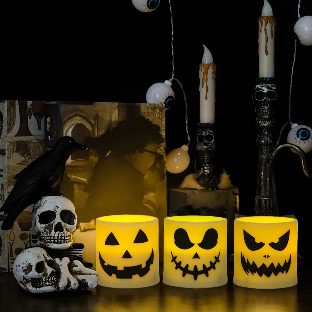 Luzes de vela eletrônicas de Halloween com temporizador remoto 6 unidades de luzes elétricas sem chama LED 12 cores para decoração de casa assombrada