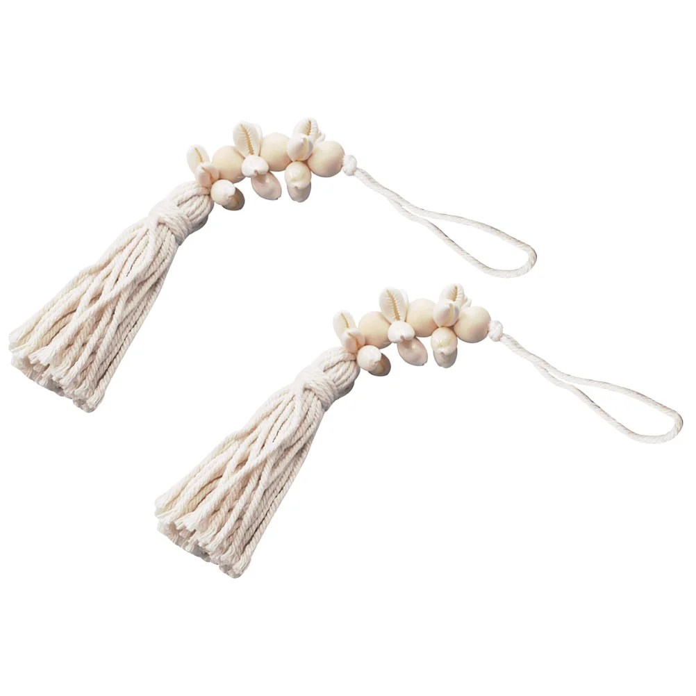 Boho Style Hanging String Tassel Beads Pendant Home Decoration Wood Garland with Tassels Wedding Decorations Beach Shell Miss