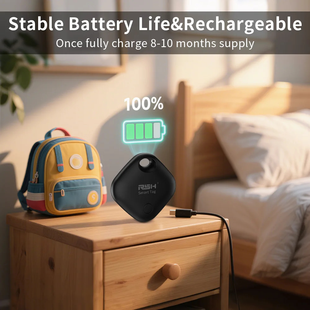 جهاز تتبع العناصر المنزلية القابل لإعادة الشحن بنظام تحديد المواقع العالمي، علامة Android الذكية عبر تطبيق Google's Find Hub Play Sound Finder