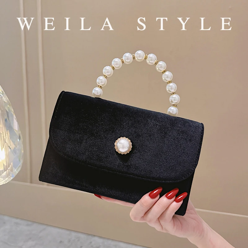 

Pearl Embellished Evening Clutch Bag, Elegant Dinner Purse, Formal Banquet Handbag for Prom Wedding Party