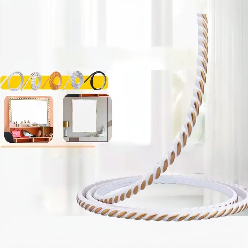 Flexible PVC Decorative Strip Self Adhesive Wall Border For Interior Ceiling Mirror Frame Furniture Surface Covering