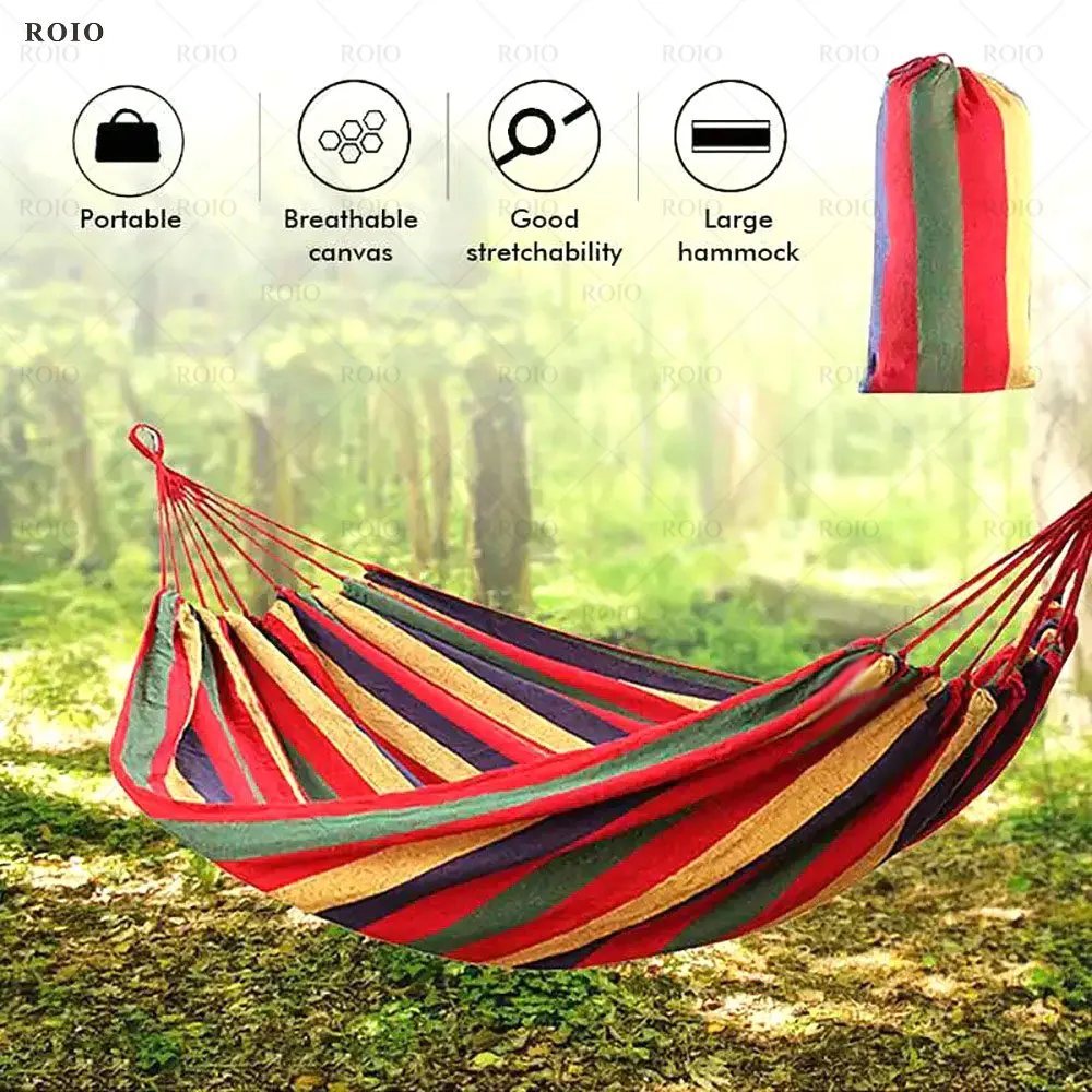 Camping Hammock Thickened Durable Fabric Canvas Single Hammocks Travel Swing Chair Hanging Bed Double Outdoor Hammock with Bag