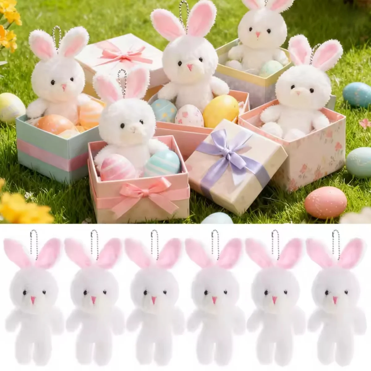 10/20 Stück Osterparty Kaninchen Hase Plüschpuppen Schlüsselanhänger Taschenanhänger Kindergeburtstag Gastgeschenke Geschenk für Gäste Korbfüller