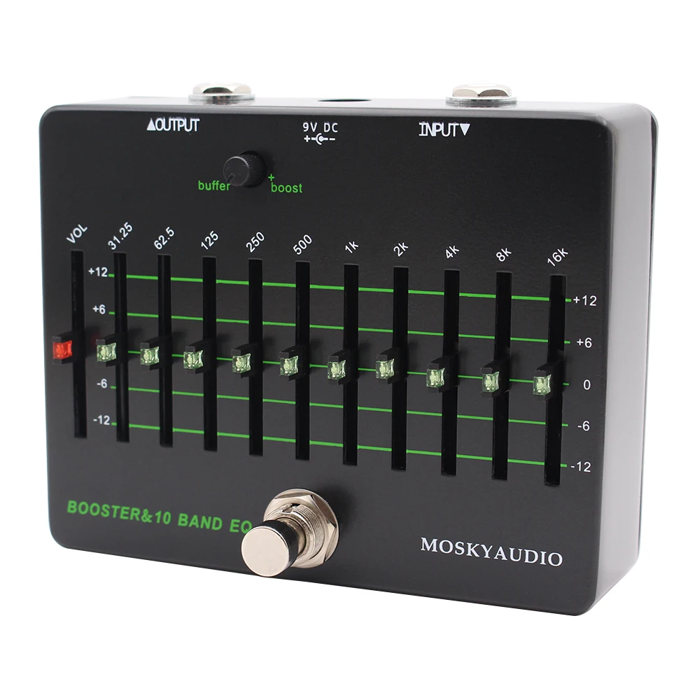 Mosky Clean Booster 10 Band EQ Effect Pedal,Buffer Guitar Effect Pedal True Bypass