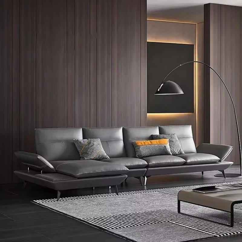Light luxury leather sofa, living room, bedroom, apartment, villa