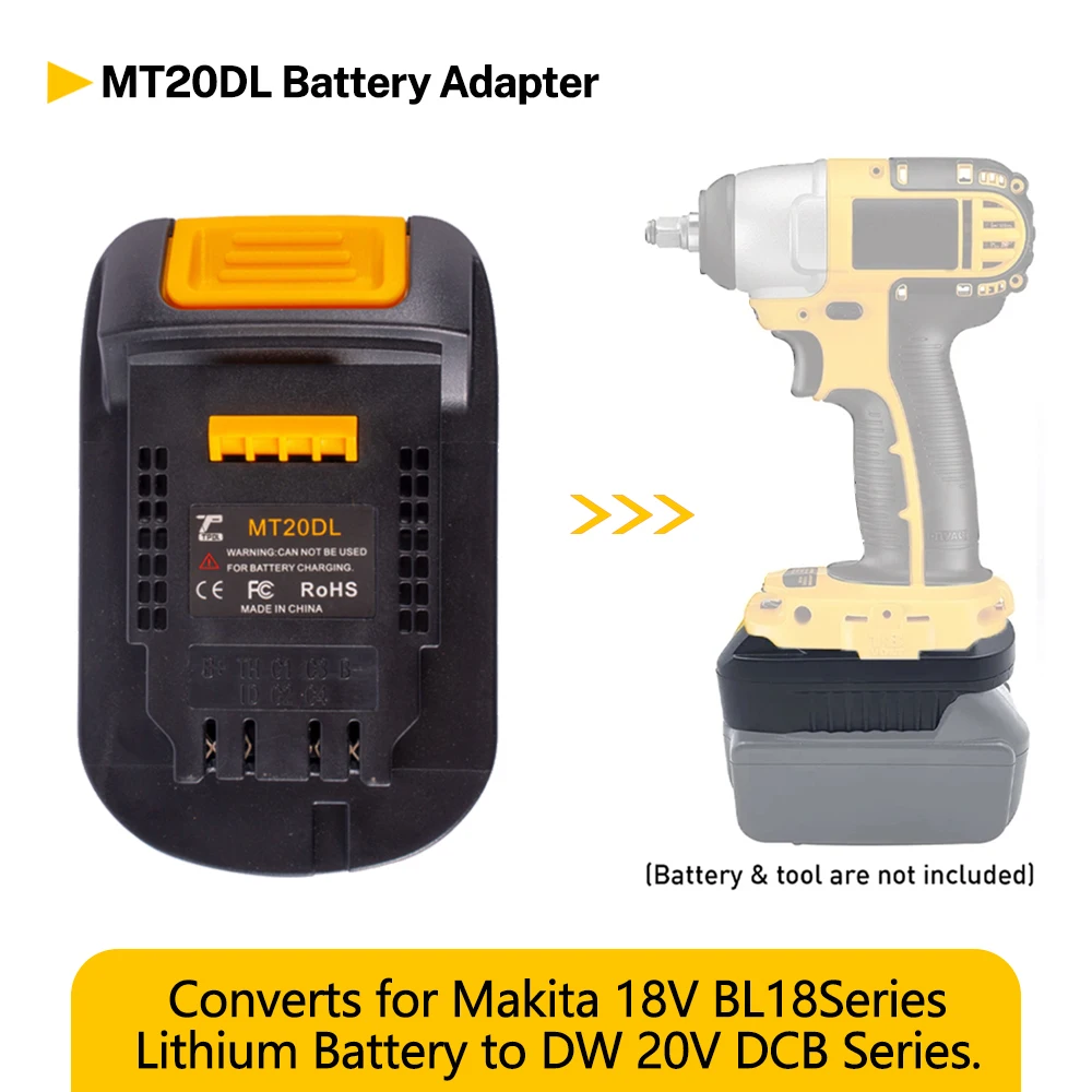 Adaptador Conversor de Bateria para Makita Li-ion Bateria Converter para Dewalt Mt20dl 18v 20v Dcb200 Bl1830 Bl1860 Bl1815