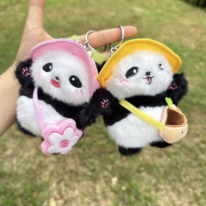Cute Candy-Colored Panda Plush Toy Pendant Bag Plush Keychain Decoration Gift Stuffed Animal Plush Toy Fun Birthday Present
