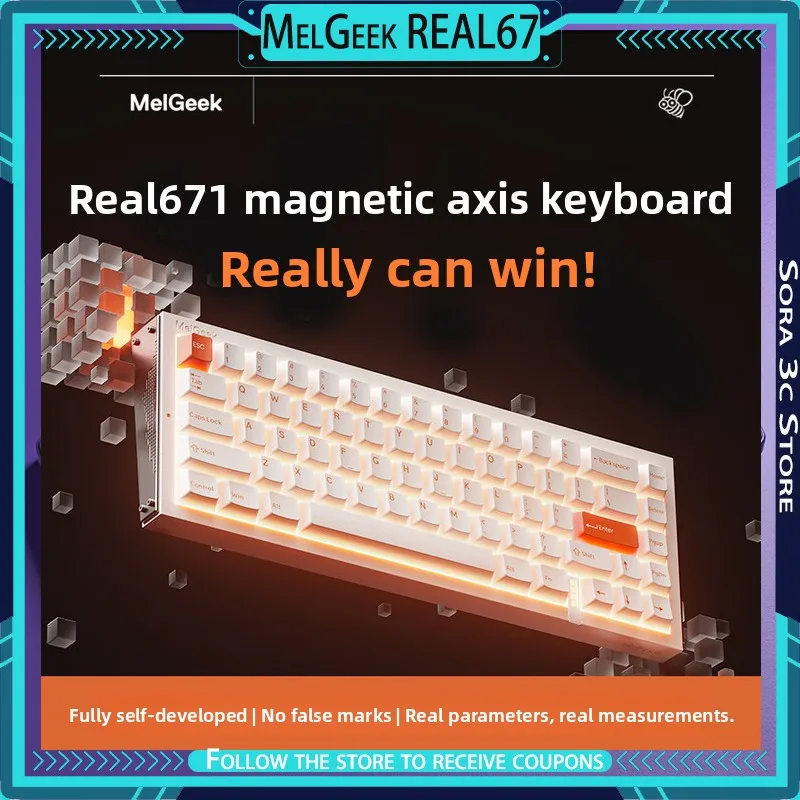 

MelGeek REAL67 Клавиатура с эффектом Холла Стабильная RT0.01 Ось TTC Корпус Прокладка Структура Игровая клавиатура с низкой задержкой Аксессуары для ПК
