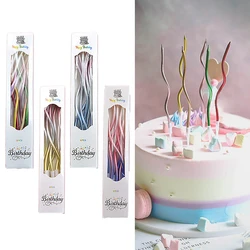 6 PCS Gradient Thread Long Candle Multi Color Thin Candle Happy Birthday Party Cake Decoration Romantic Valentine's Day