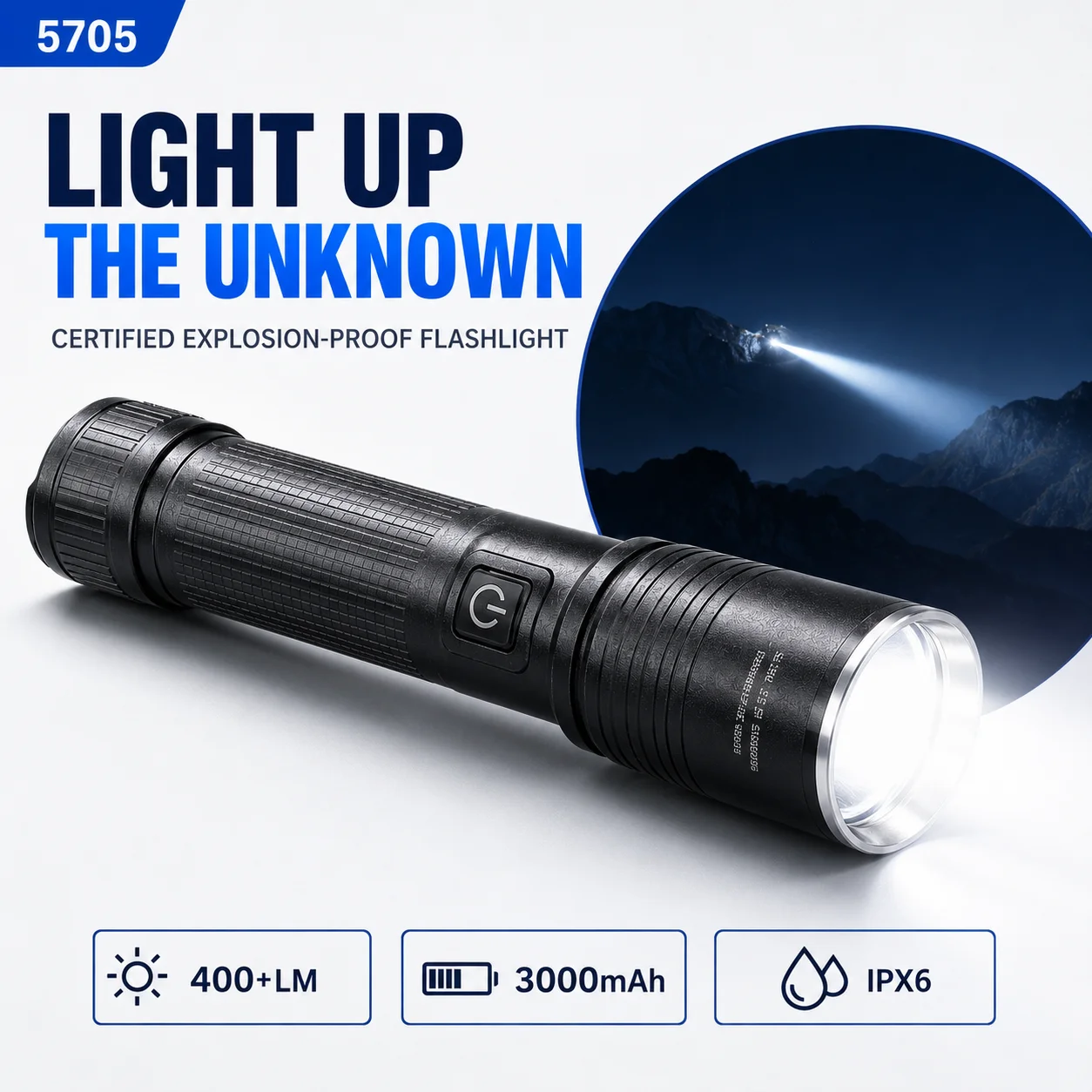 USB-C Rechargeable Pocket Flashlight 400LM Adjustable Beam LED Torch 3 Modes IPX6 Water Resistant 3000mAh for Home Power Outages