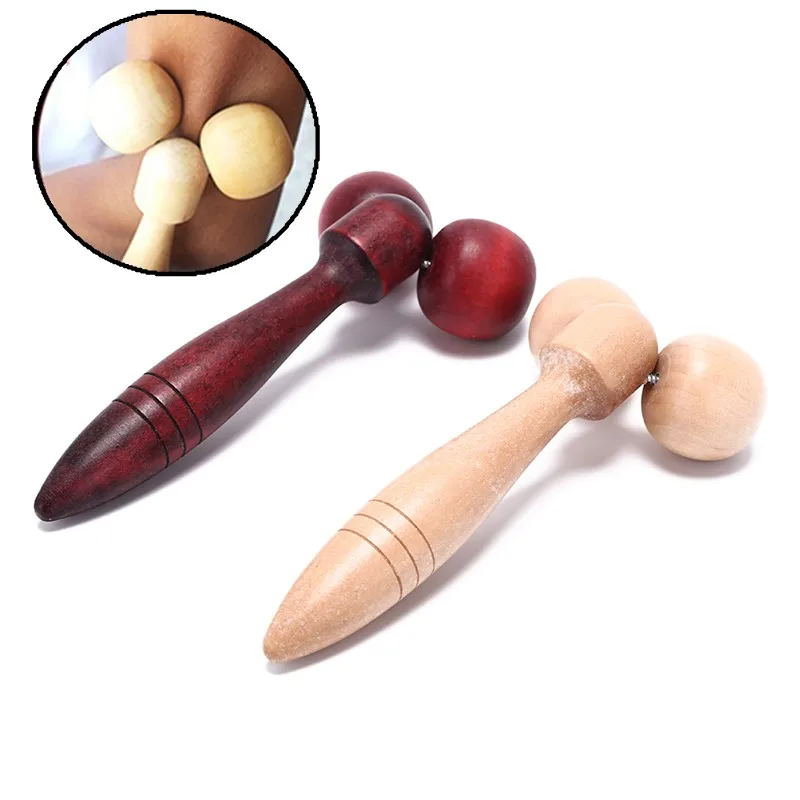 1pc Wooden Ball Roller Massager Tool Reflexology Hand Face Body Relax Random Color Massage Care Accessories