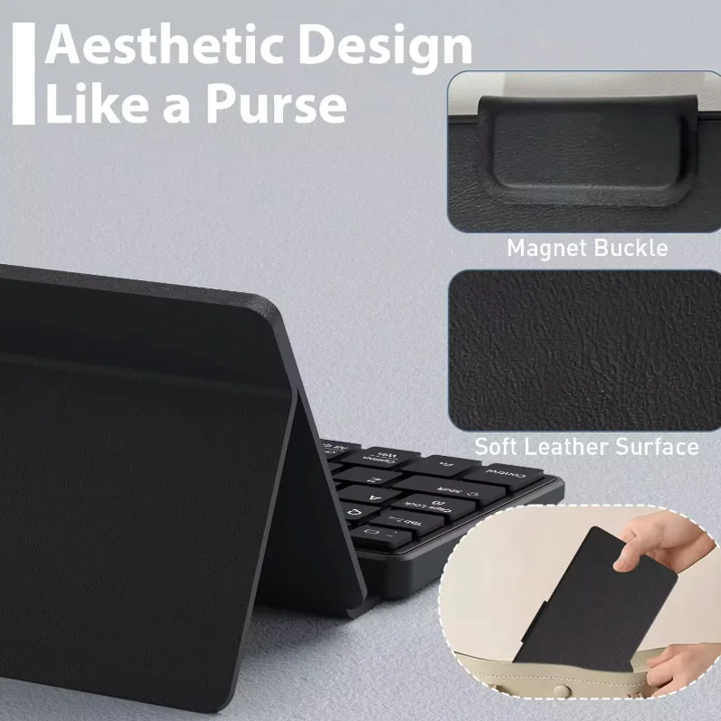 Mini Foldable Bluetooth Keyboard Portable Wireless Keyboard Ultra-Slim Travel Folding Keyboard for iPhone iPad Mac Android