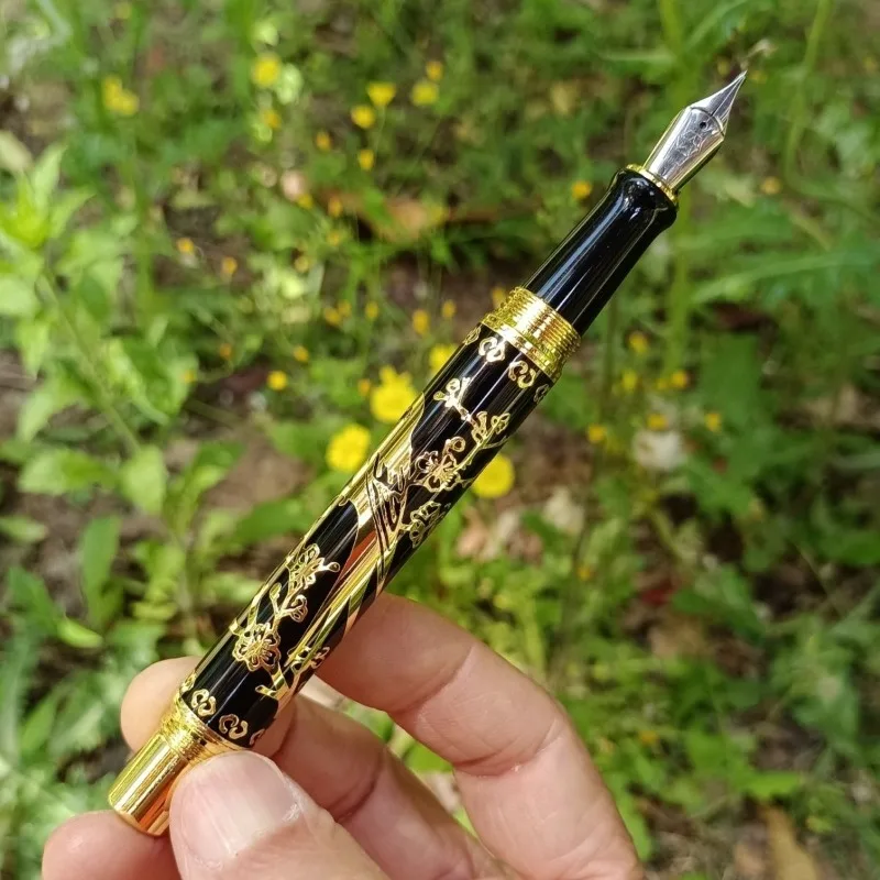 Luxury 2.5mm Long Knife Fountain Pen No.5  Tip 2-Layer Stacked/1.0mm Refillable Converter, Perfect for Calligraphy Practice Pens