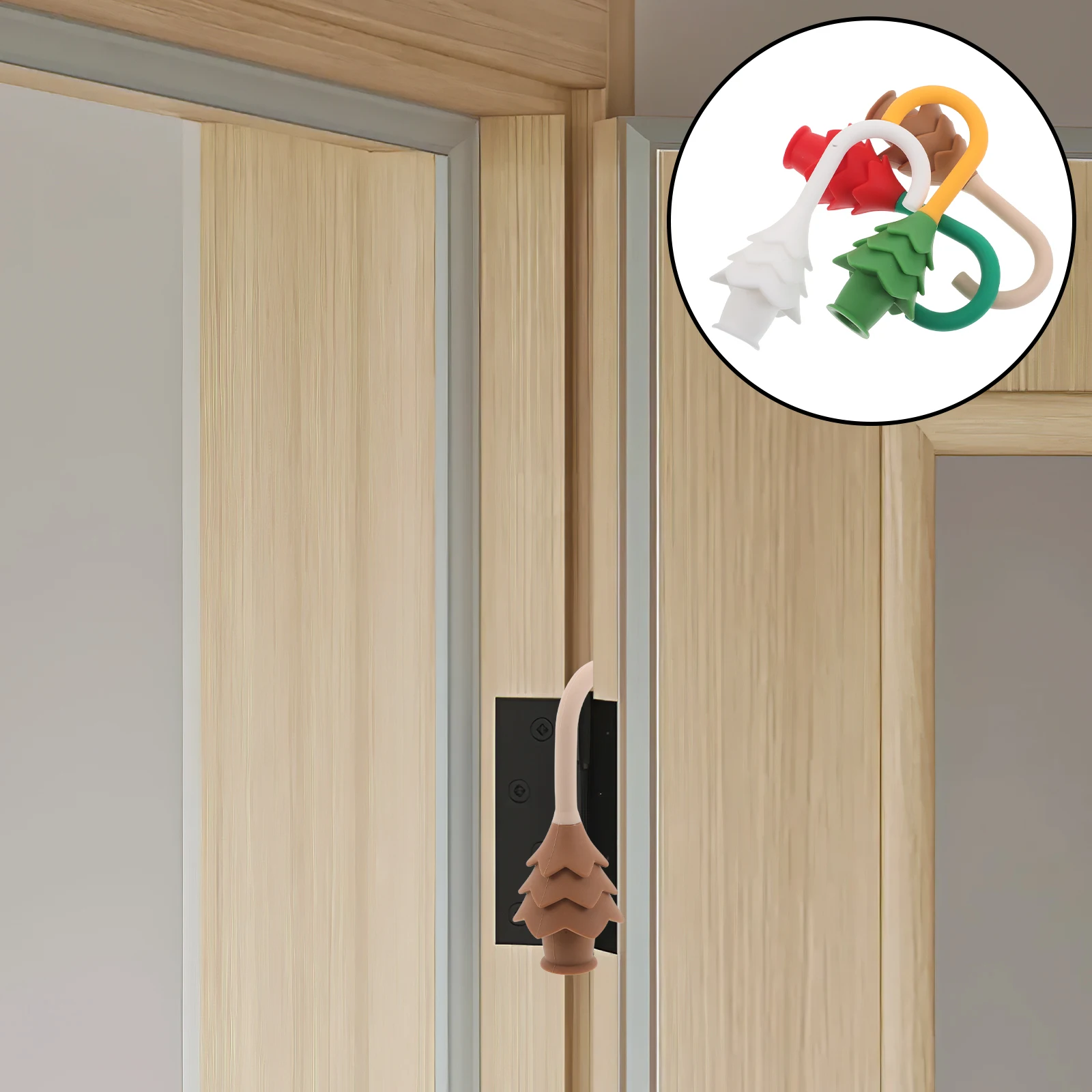 

4Pcs Child Safety Door Pinch Guard Silicone Anti-Collision Door Stopper Cute Pine Tree Shape Baby Finger Protector for Kids