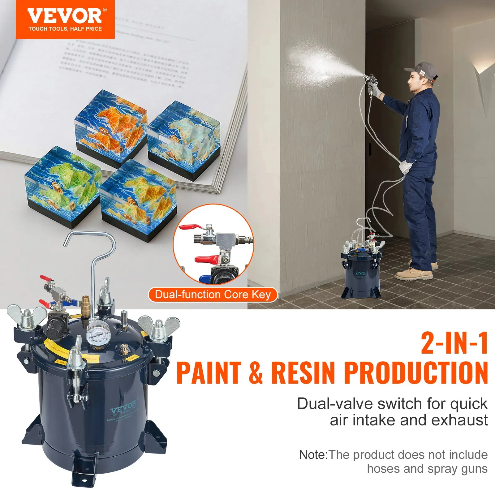 Vevor 10l Sprüh farbe Druckt opf Tank Luft Farbe Druckt opf Metall Rack Leck Reparatur Dicht mittel für Industrie Hausbau