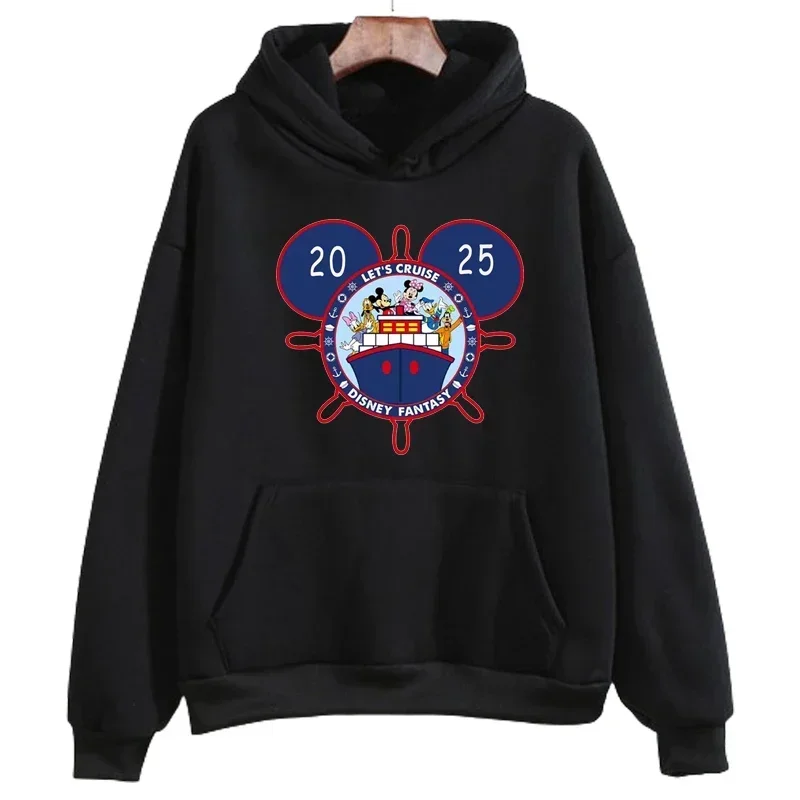 2025 Mickey Minnie Mouse Print Hoodies Lovely Style Graphic Hoodie Autumn Casual Long Sleeves Women\'s Sweatshirts Pullover Tops