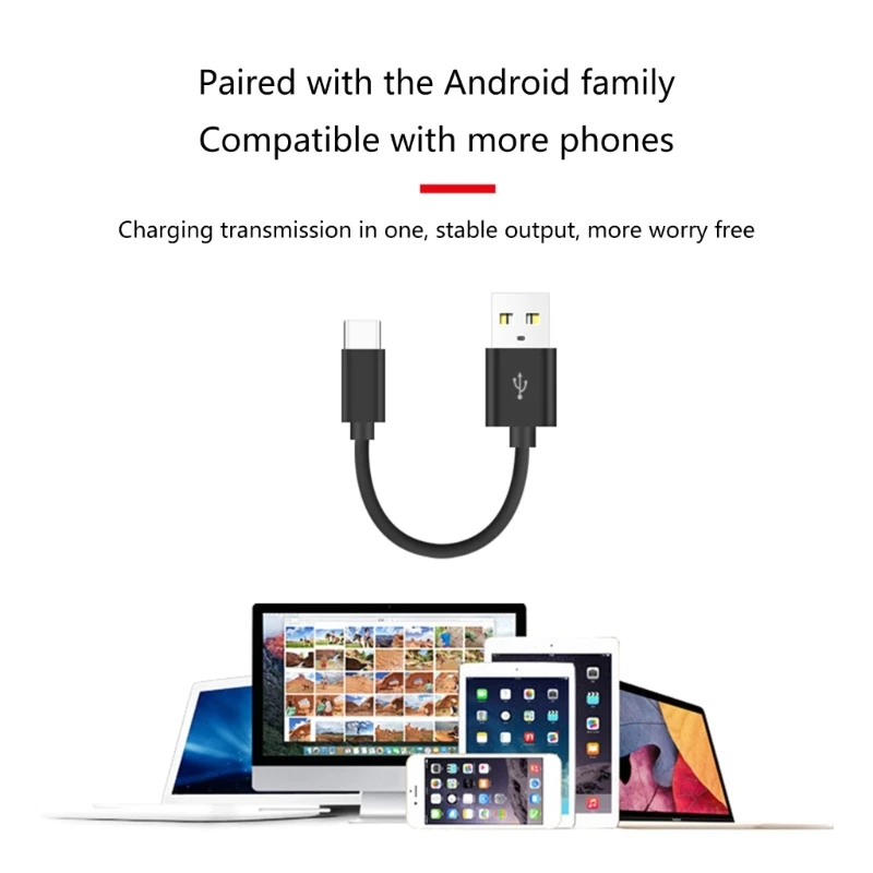 Short USB to Type-C Cable Cord Support Fast Charge & Data Transfer for 15/15 Plus/15Pro/15ProMax Smartphones