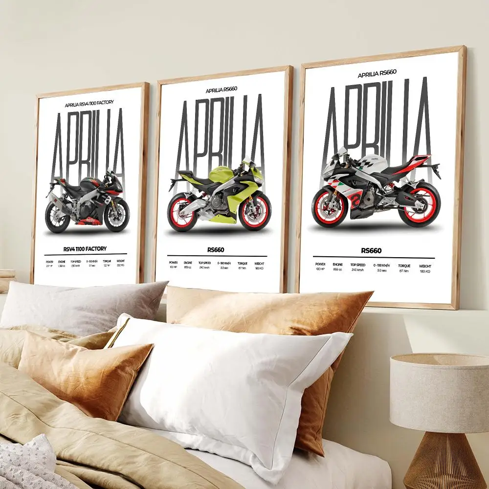 Sport Motorcycle A-Aprilia Poster PP Wall Art Prints Poster for Dorm Room Apartment Home Office Room Decor Gift Waterproof
