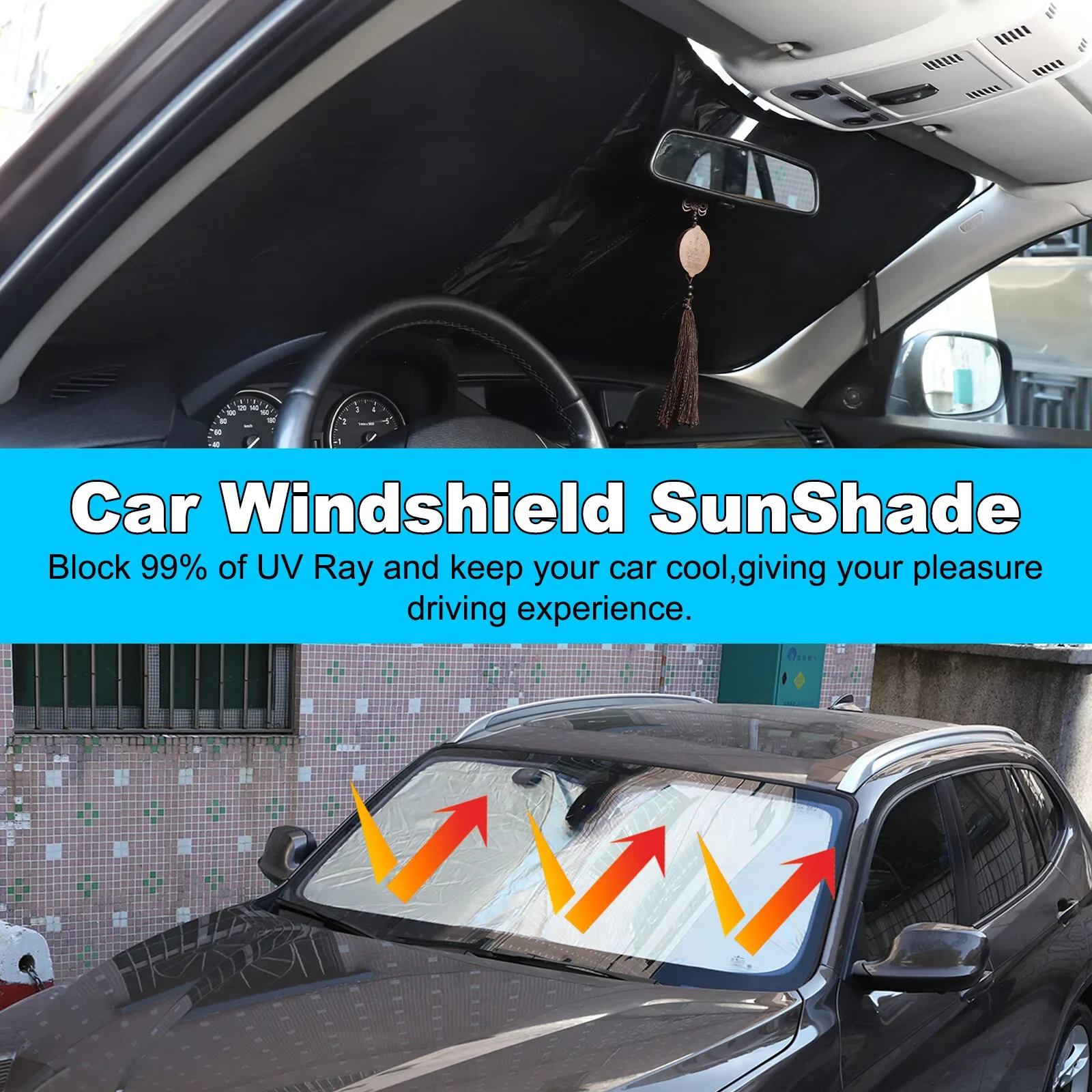 

1PCS Car Front Windshield Sunshade Visor Trim For BMW X1 E84 2010 2011 2012 2013 2014 2015 UV Heat Proof Protection Visor Kit