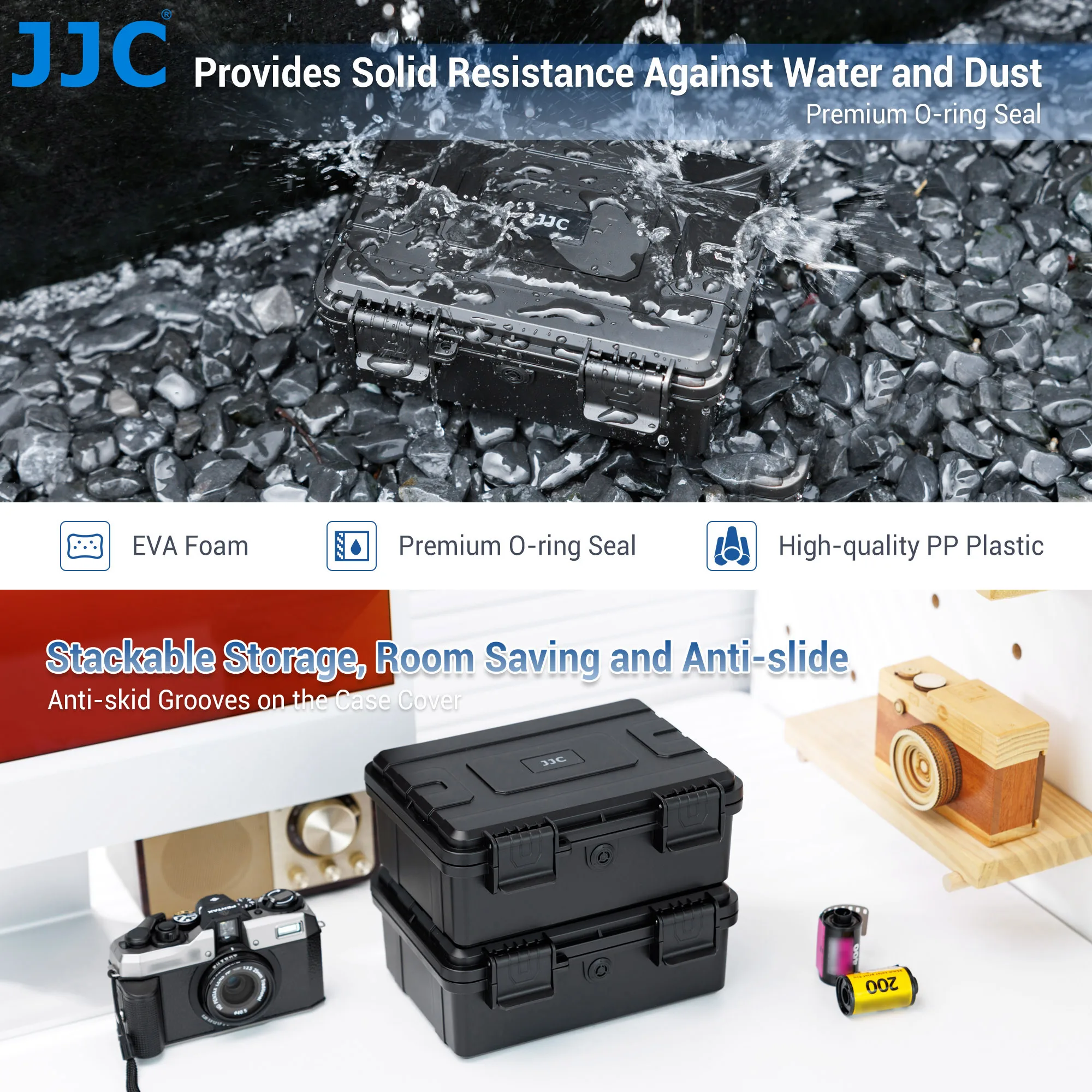 Модернизированный пленочный чехол JJC 35 мм вмещает 15 рулонов пленки, водонепроницаемый жесткий чехол для хранения фотографической пленки, пленочные канистры 135 мм с крышкой