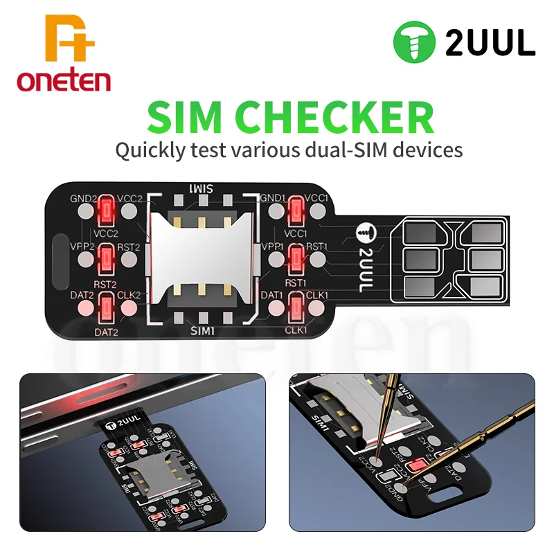 2UUL Portable Dual SIM Checker for Mobile Phone Quickly Check Module Faults SIM Card Fast Signal Detection Tester