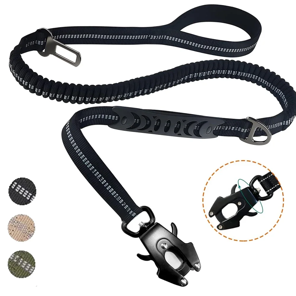 Tactical Bungee Dog Leash Pet Reflective No Pull Leashes for Medium Large Dog Training Shock Absorbing Dogs Leash Car Seatbelt