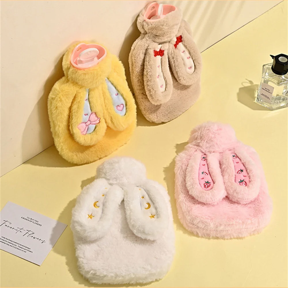 1000ML Cute Rabbit Hot Water Bag With Plush Cover Water Filling Hot-water Bag Hand Feet Warmer Winter Warm Water Bag