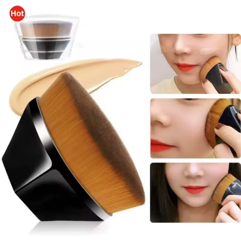 Brocha de maquillaje Kabuki de seis esquinas, brocha de base impecable para maquillaje líquido, juego de brochas de maquillaje sintético suave cosmético para mujer