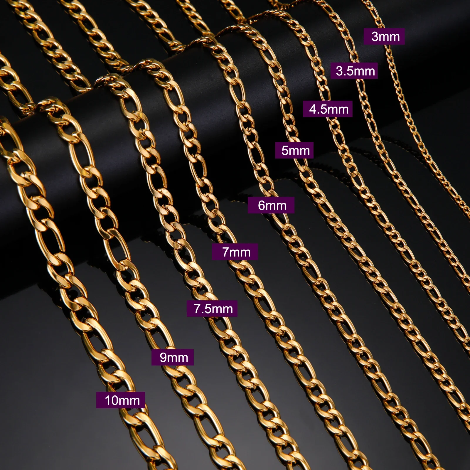 Skyrim Figaro Chain Necklace for Men Women Stainless Steel Gold Color Basic Punk Long Thick Link Chains Jewelry Gift Wholesale