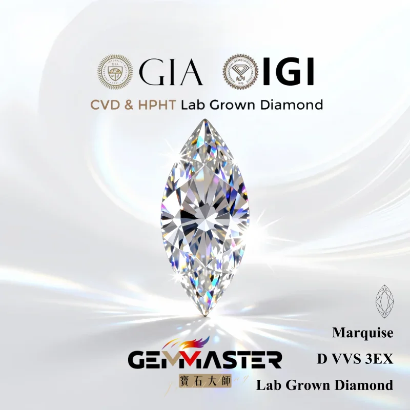 

GIA IGI certificate Loose diamond Marquise Cut lab grown diamond D-E Color VVS1 CVD HPHT Jewelry customization