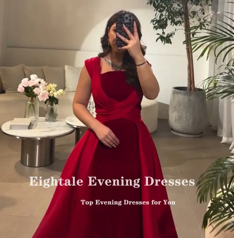 Vestido de noche árabe de Eightale, plisado personalizado, largo hasta el suelo, vestidos de fiesta de boda y graduación de satén