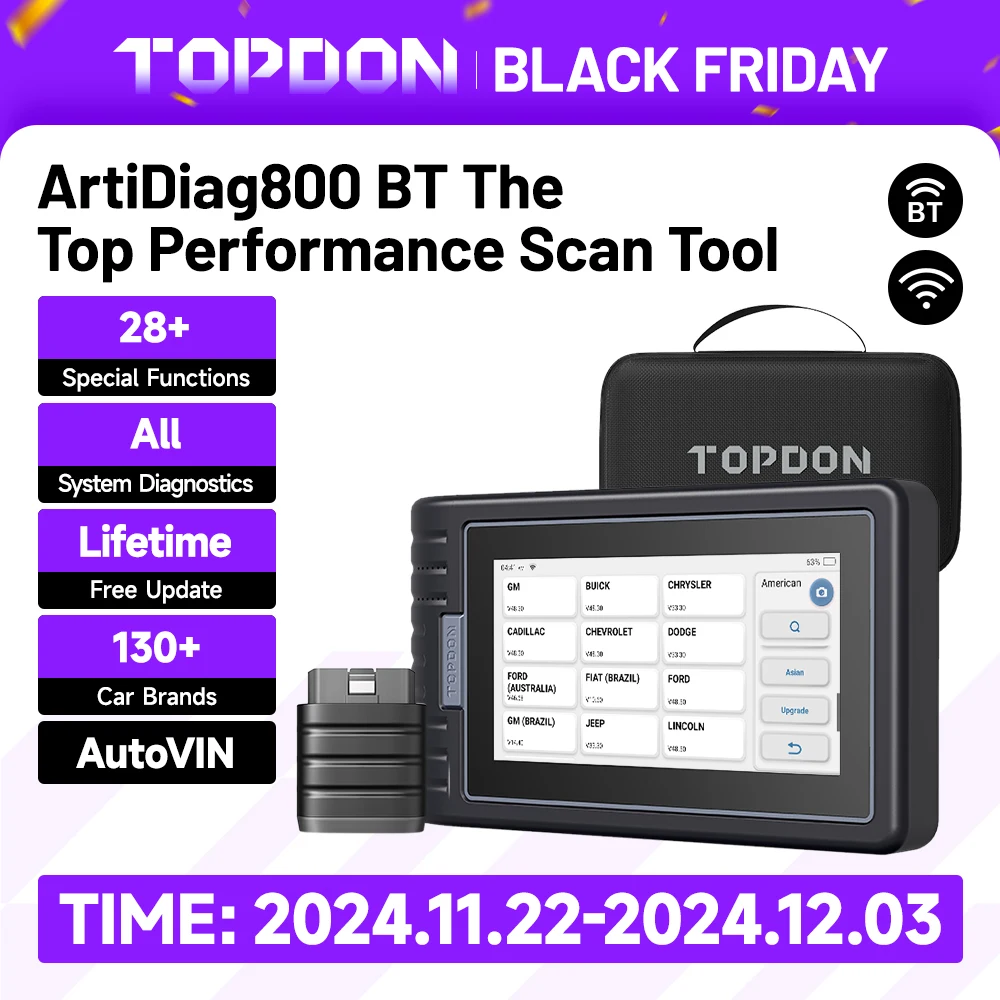 TOPDON Artidiag800BT OBDII Scanner Auto Diagnostic Scan Tool Key Programmer IMMO All System Key Programmer IMMO Code Reader