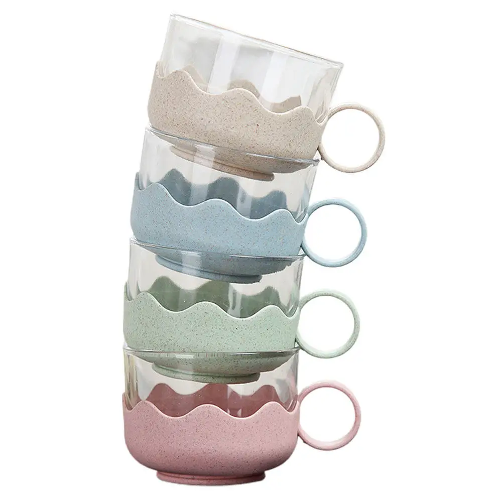 

4Pcs Thicken Glass Cups Premium Heat-Proof Drinking Cups for Home Coffee Shop Juice Milk Use Smooth Rim Design